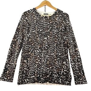 The Limited Women Size M Animal Leopard Print Knit Pullover L/S Slit Button Cuff